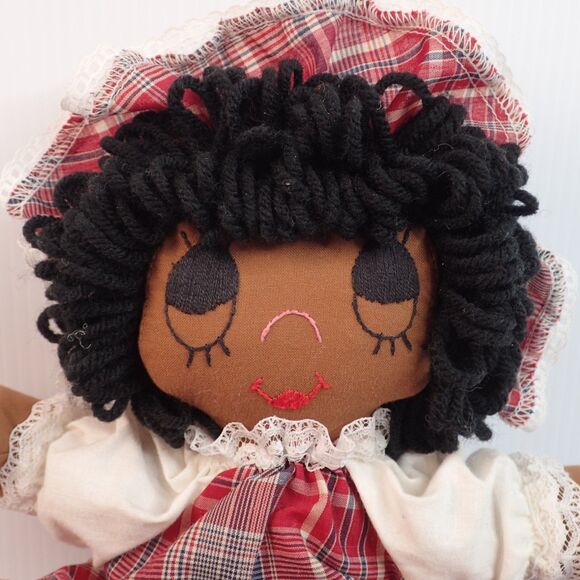 African American Ethnic Black PANSY SUNSHINE  Cloth Doll Red Plaid Dress RARE - Picture 2 of 7